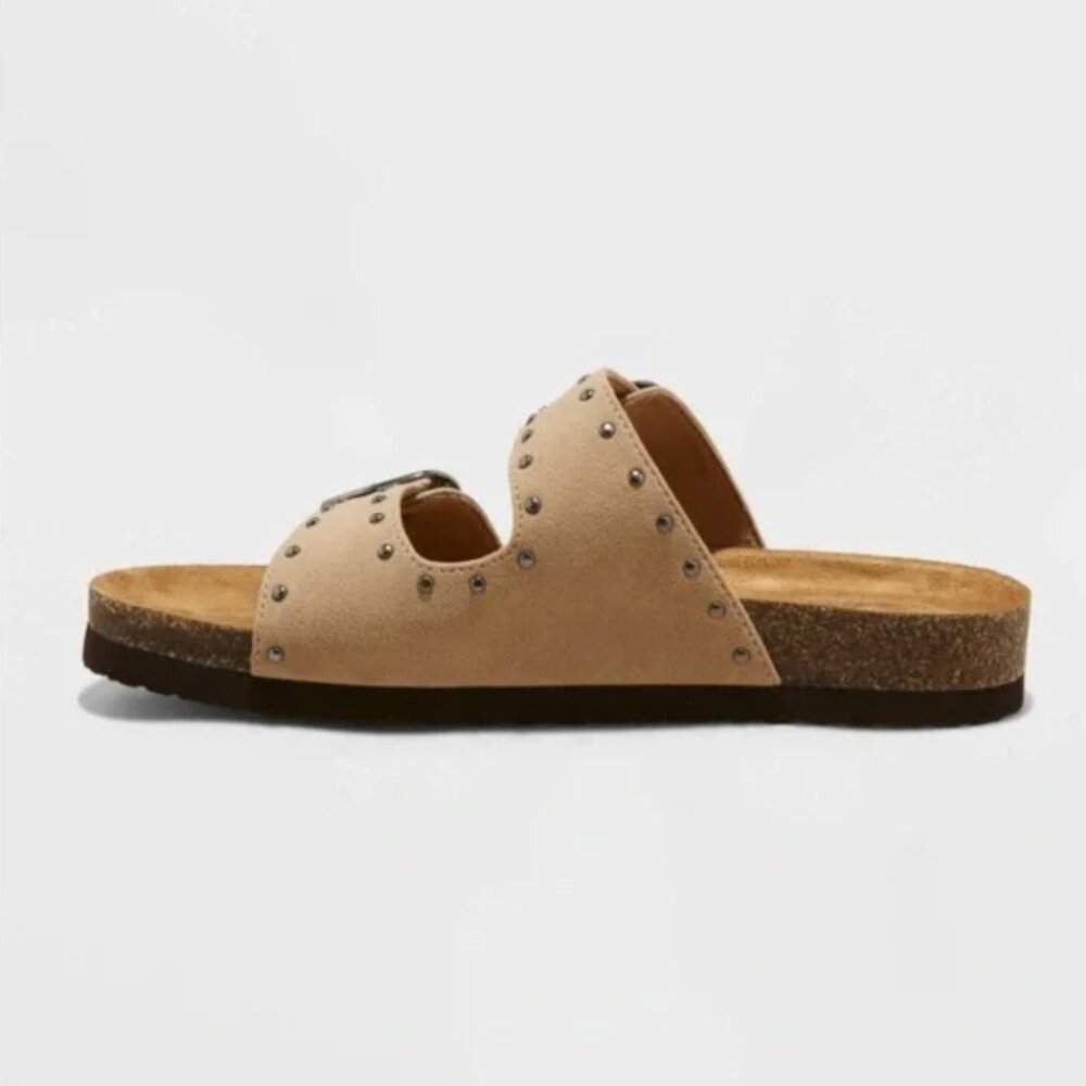 Universal Thread Devin Studded Footbed Sandals NWT Tan Size 10 - Picture 2 of 4